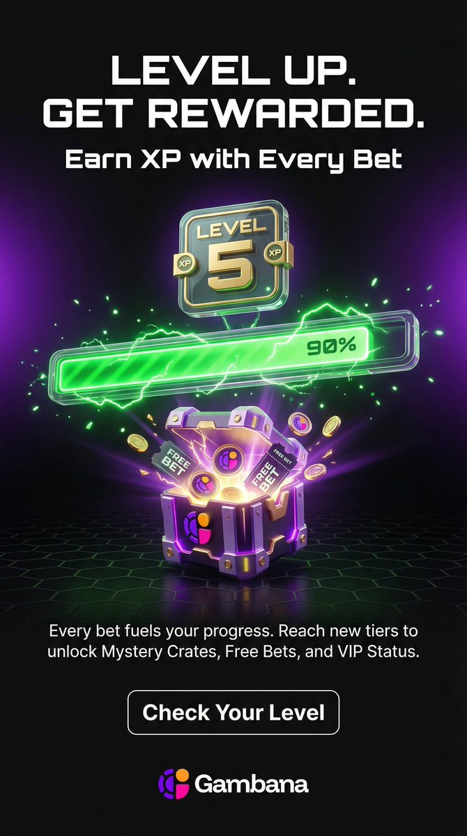 Level up with each bet and unlock new rewards like instant cash and free bets🔥

Gambana.com