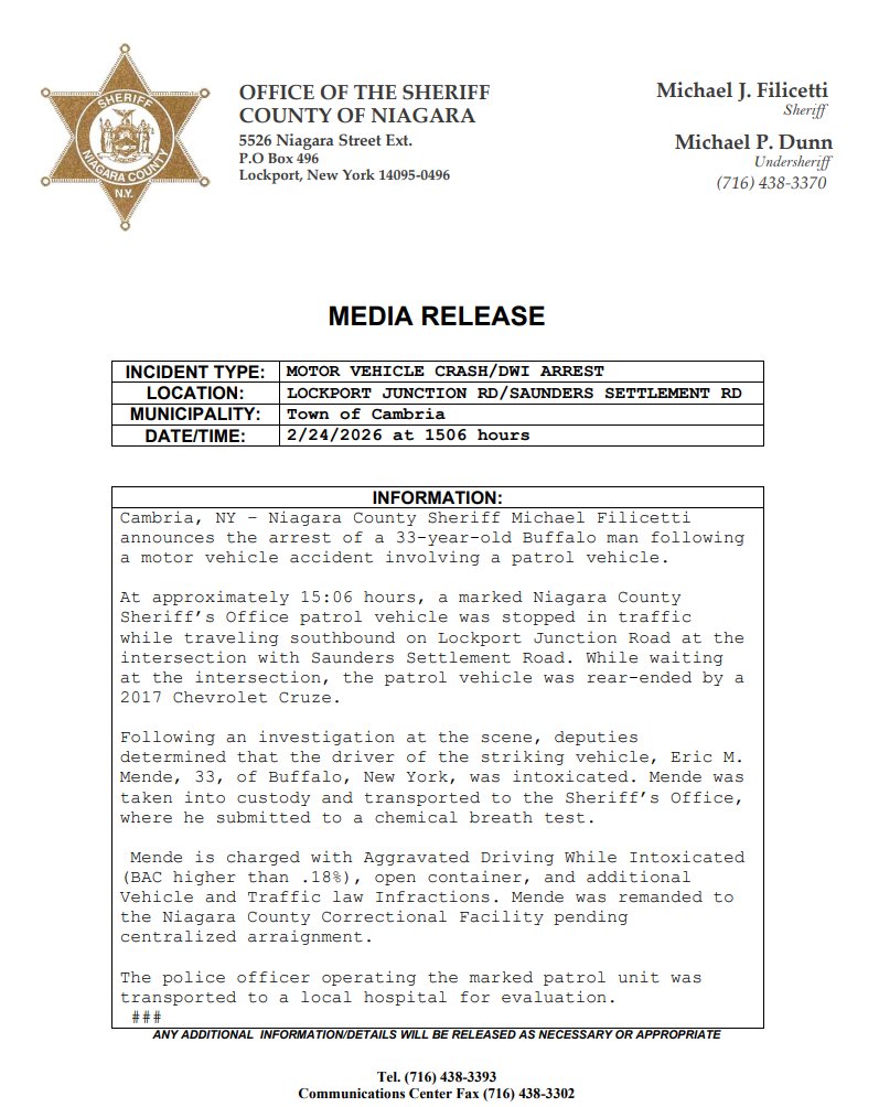 Niagara Sheriff tweet media