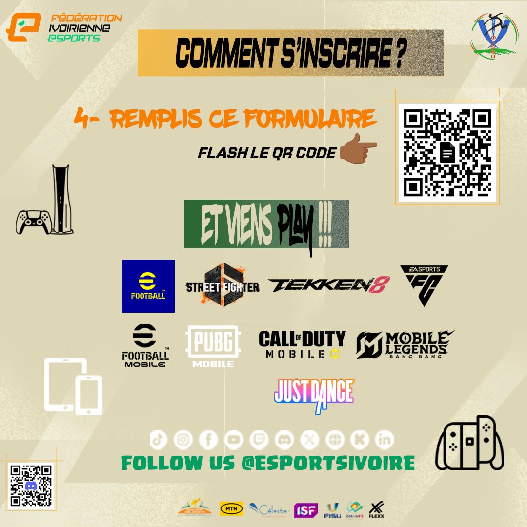 EsportsIvoire's tweet photo. 🔥L'Esports débarque à l'OISSU 🎮

Comment s'inscrire📝:  

1⃣- Prends ta licence ou fais inscrire ton établissement sur https://t.co/3bo02axhlM
2⃣- Rejoins le serveur OISSU https://t.co/8e9GTmWYyL
3⃣- Crées ton compte https://t.co/D2crQsJhCQ

(1/2) https://t.co/v9UBYHd7PF