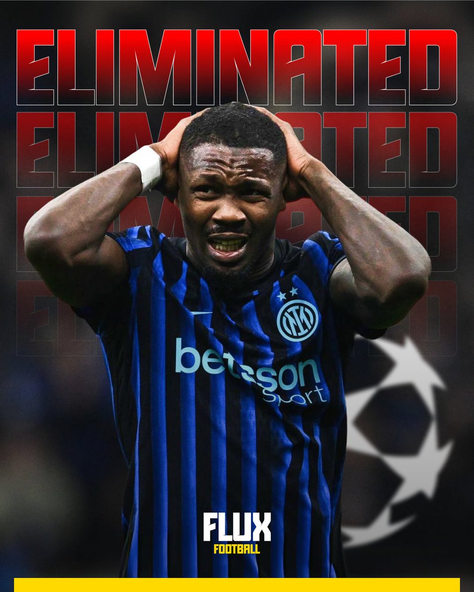 FluxFooty's tweet photo. Inter are OUT of the Champions League after getting dismantled 5-2 on aggregate by underdogs Bodø/Glimt 👋❌ https://t.co/WZECHbZ8Pq