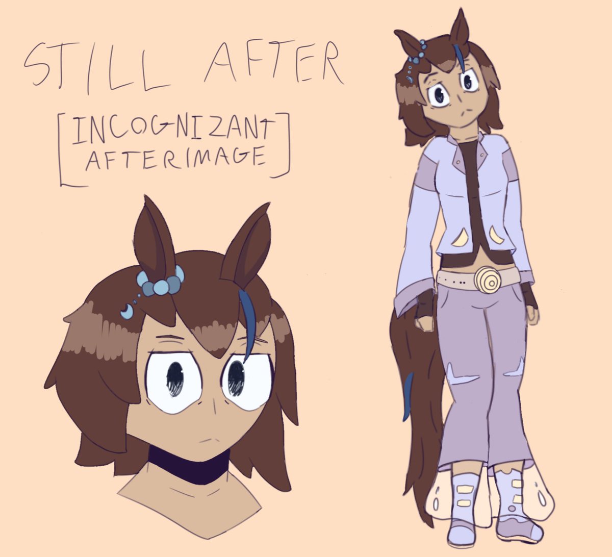 Still After is real now ! 

BEecause of her being revealed to me in a draem I am thinking  she'd play around with that concept a bit- fleeting dreams, after  images, mandella effect, stuff as such

#umamusume #umamusumeoc