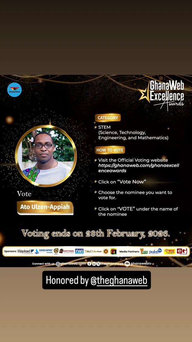 Abocco's tweet image. It's great to be nominated with such #GreatGhanaians in the #GhanaWeb Excellence Awards in the STEM (Science, Technology, Engineering &amp;amp; Mathematics) category. 
Kindly vote 4 me, it's free &amp;amp; the award is based on public voting. 
ghanaweb.com/ghanaexcellenc…
#MightyAfrican #GhanaWeb