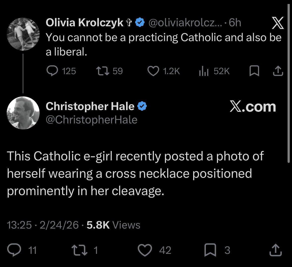 Your reminder that “Catholic” progressive Chris Hale, who loves abortion on demand and Pope Leo with equal fervor, can’t keep from typing what his thirsty mind is thinking.