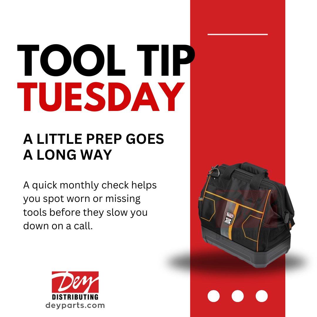 🧰 Tool Tip Tuesday 🧰
When was the last time you cleaned out your tool bag? A quick monthly check helps you spot worn or missing tools before they slow you down when you need them most.

Stay organized. Stay ready.

#ToolTipTuesday #ToolBag #TradePros #DIY