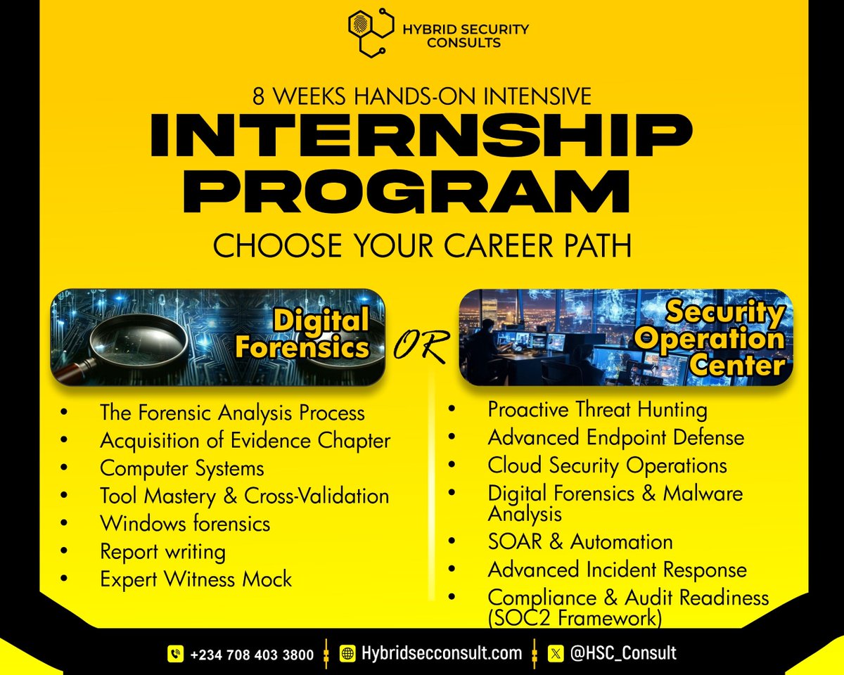 HSC SOC Internship — Starting April 3.

Not beginner-friendly. Fully hands-on training for your first SOC role.

Threat Hunting • EDR • Cloud Sec • DFIR • SOAR • IR • SOC2

Be socially active. Share your progress.

Serious minds only.
Apply via the link below