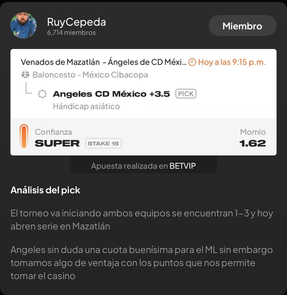 tipsterchat.com/RuyCepeda

Transferencia O Refill para 3 personas 

Si ganamos la apuesta 

❤️🔥Like y Fuego 

🔂Solo seguidores 

t.me/RuyCApuestas