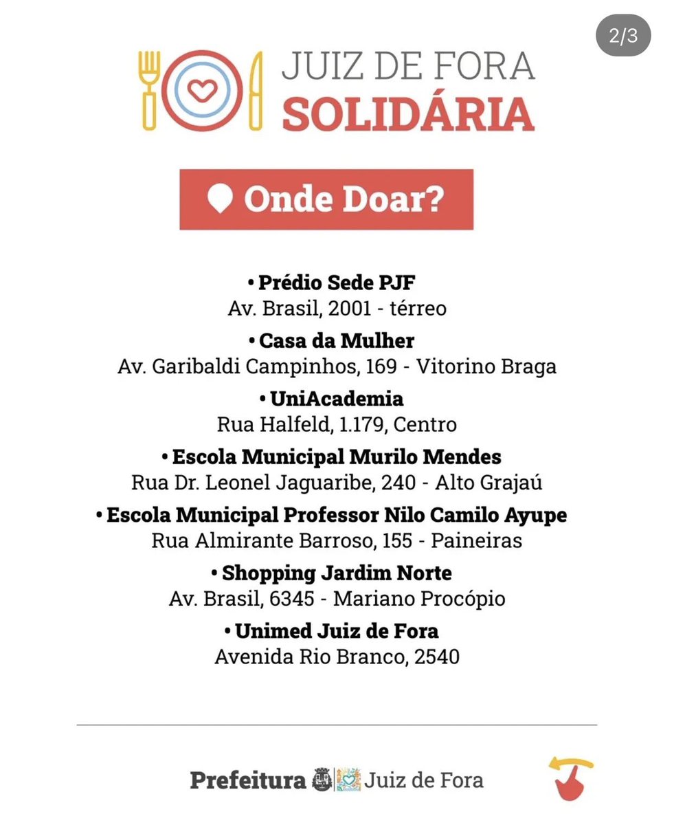 pontos de coleta pra quem puder ajudar aqui em juiz de fora. mesmo que você não possa contribuir o simples fato de divulgar já de grande feito. toda ajuda é bem vinda nesse momento