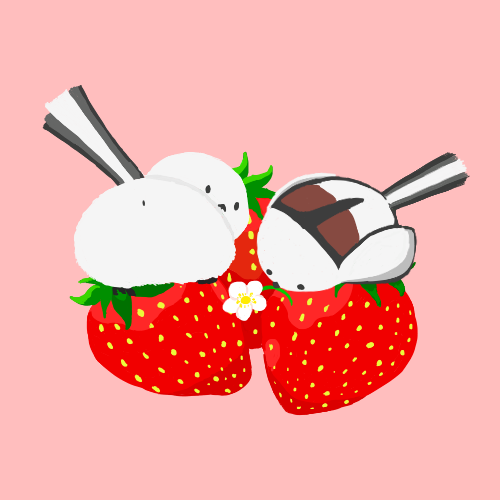 🖌️今週のイラスト🎨 先週に引き続き【シマエナガ×赤色の果物】の