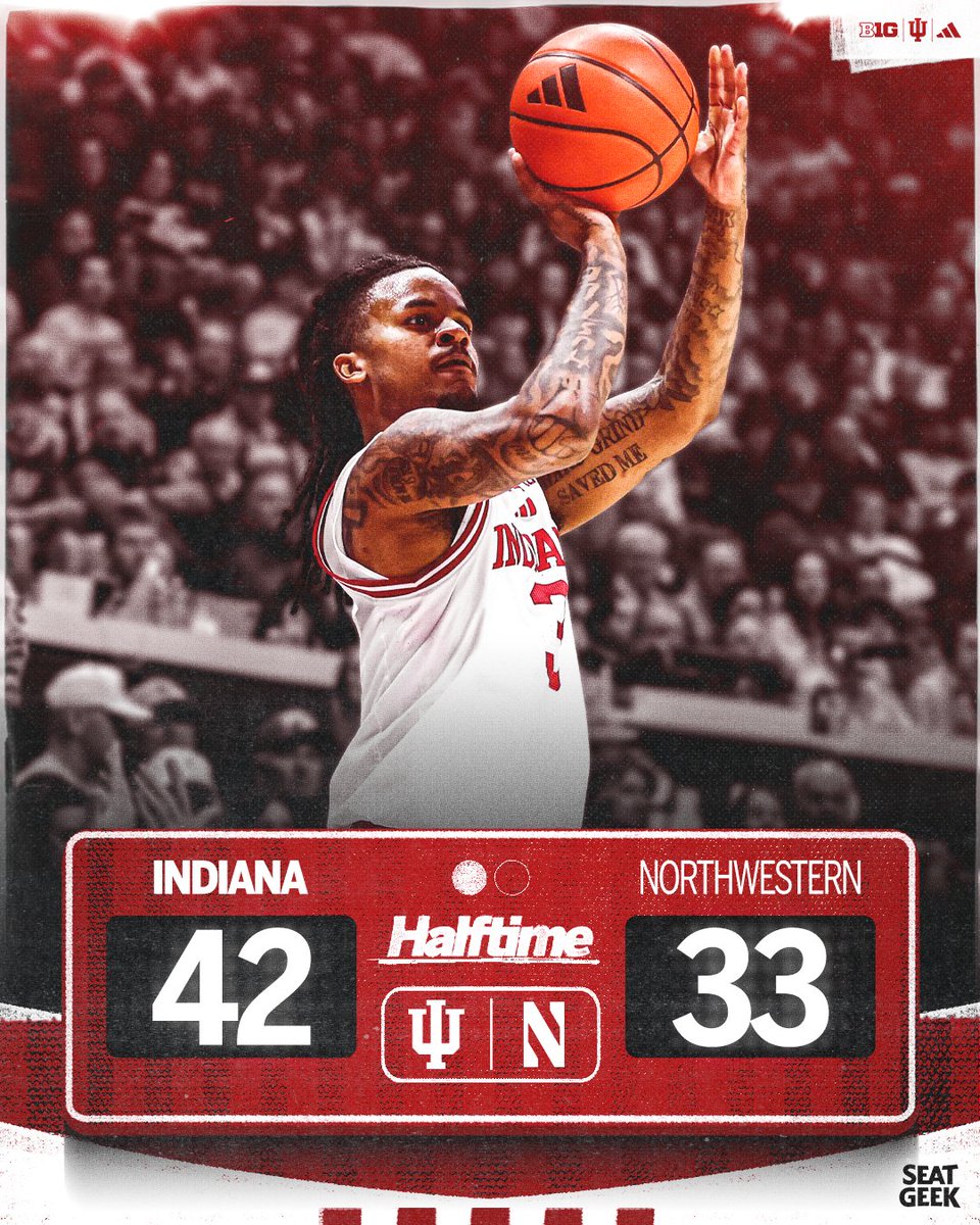 Hoosiers 🆙 at the half.