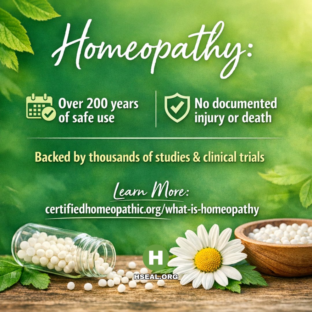 certhomeopathic's tweet photo. Homeopathy has been used for over 200 years with a long-standing record of safety.
Its safety and effectiveness are supported by thousands of studies, papers, and clinical trials.
Learn more:
https://t.co/tBKsQN6URV
#homeopathy #NHPCB #naturalhealth https://t.co/xoYUaKVc9V