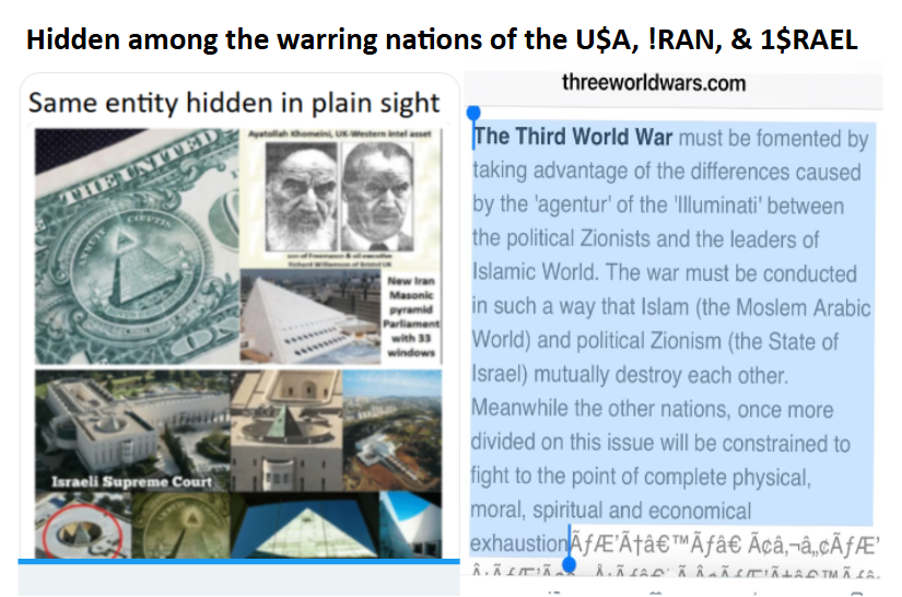 <a href="/ShadowofEzra/">Shadow of Ezra</a> Who is controlling 🇺🇸
x.com/psalm0433/stat…
Who is controlling 🇮🇷 ?
henrymakow.com/2025/07/july-7…
Who is controlling 🇮🇱 ?
x.com/psalm0433/stat…