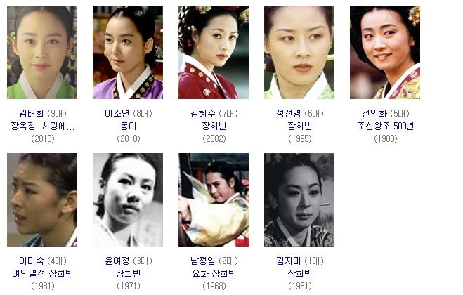 역대 장희빈 라인업 봐 살벌하다 
여기 이제 누구 올릴 수 있을까 ㅋㅋㅋ