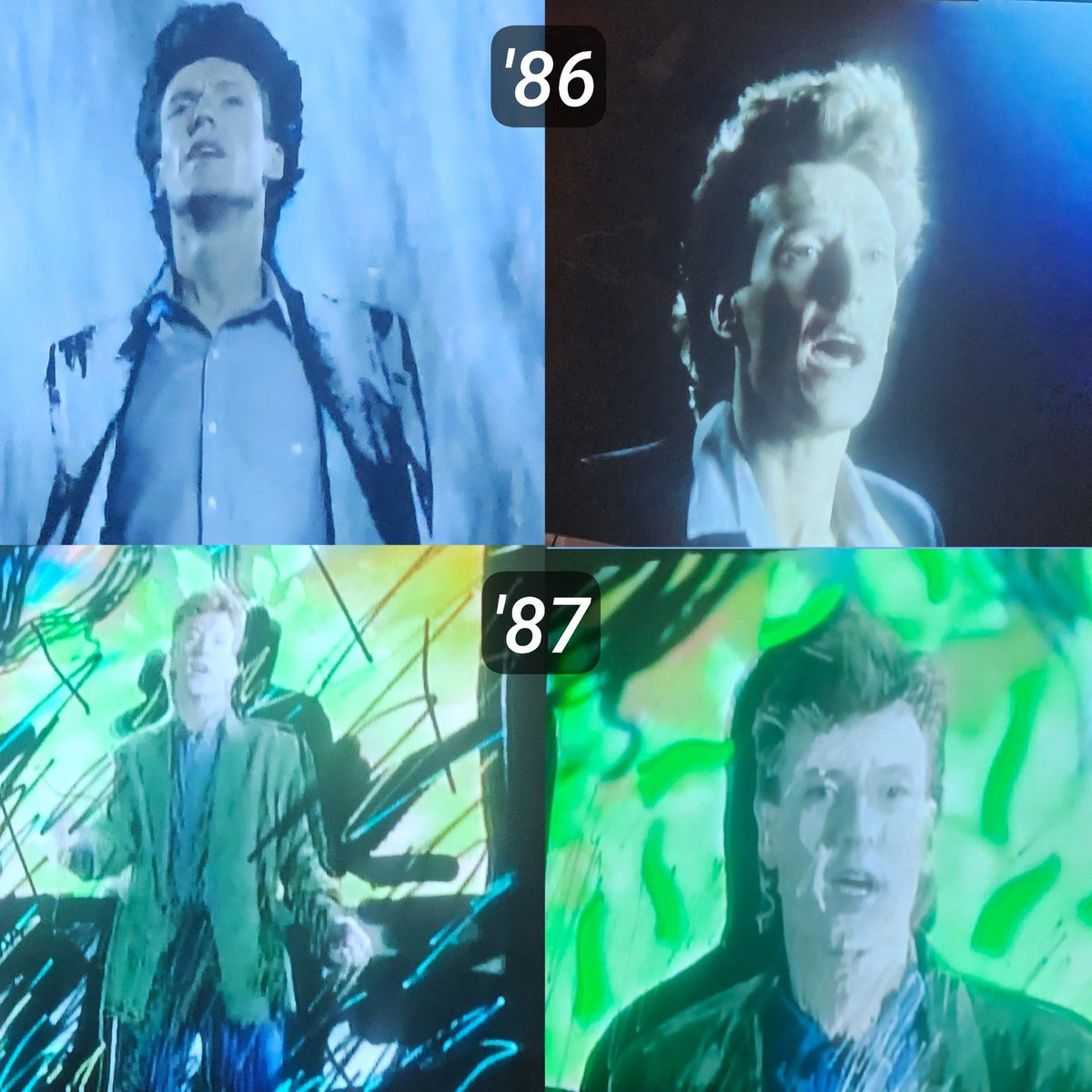 There are two versions of #SteveWinwood's hit "Valerie" each with a unique video, released a year apart.  This is because it took that long for someone to scribble all over every frame of Steve in an optical printer, as the video features no other objects or concepts ;3