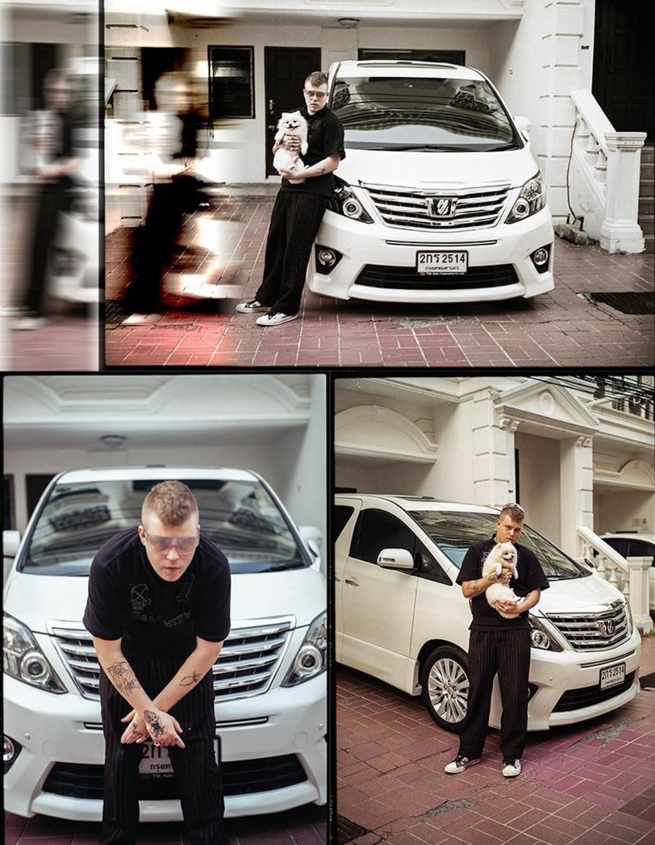 Yung Lean next to a Toyota Alphard while filming the ‘First Class’ music video (2019)