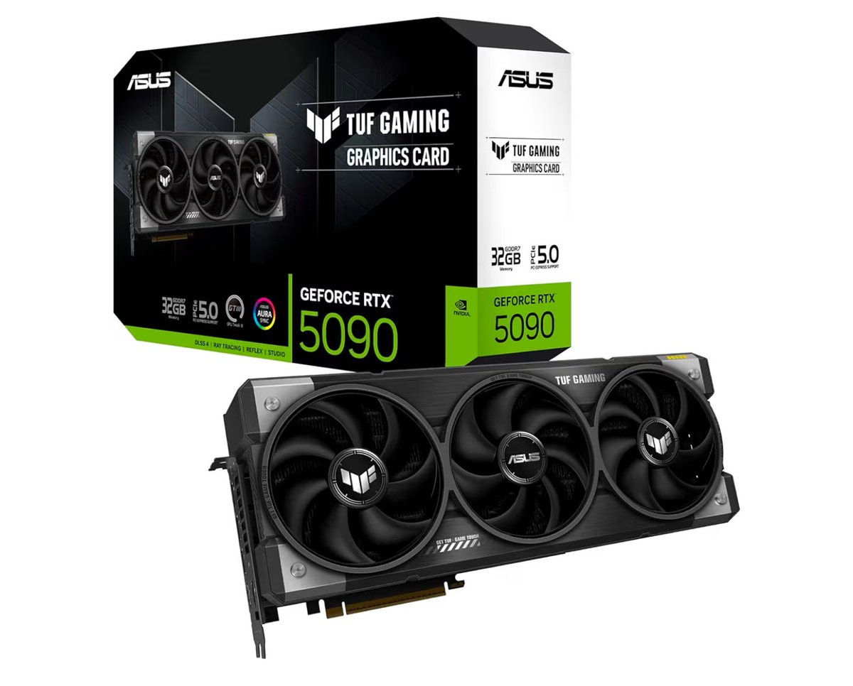 Amazon - ASUS TUF GeForce RTX™ 5090 32GB GDDR7 Graphics Card, NVIDIA, Desktop (PCIe® 5.0, HDMI®/DP 2.1, 3.6-Slot, Military-Grade Components, Protective PCB Coating, Axial-tech Fans, Vapor Chamber)

$2,909.99 - amzn.to/40r5zMv Ad

#Nvidia #RTX5090 #pcgaming