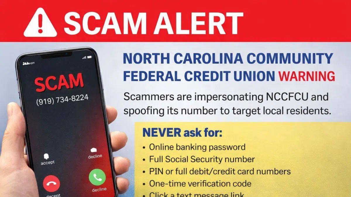 SCAM ALERT: North Carolina Community Federal Credit Union warns scammers are spoofing its phone number to target local residents. Here’s what NCCFCU says it will NEVER ask for — and what to do if you get a suspicious call. 
goldsborodailynews.com/2026/02/24/ncc…