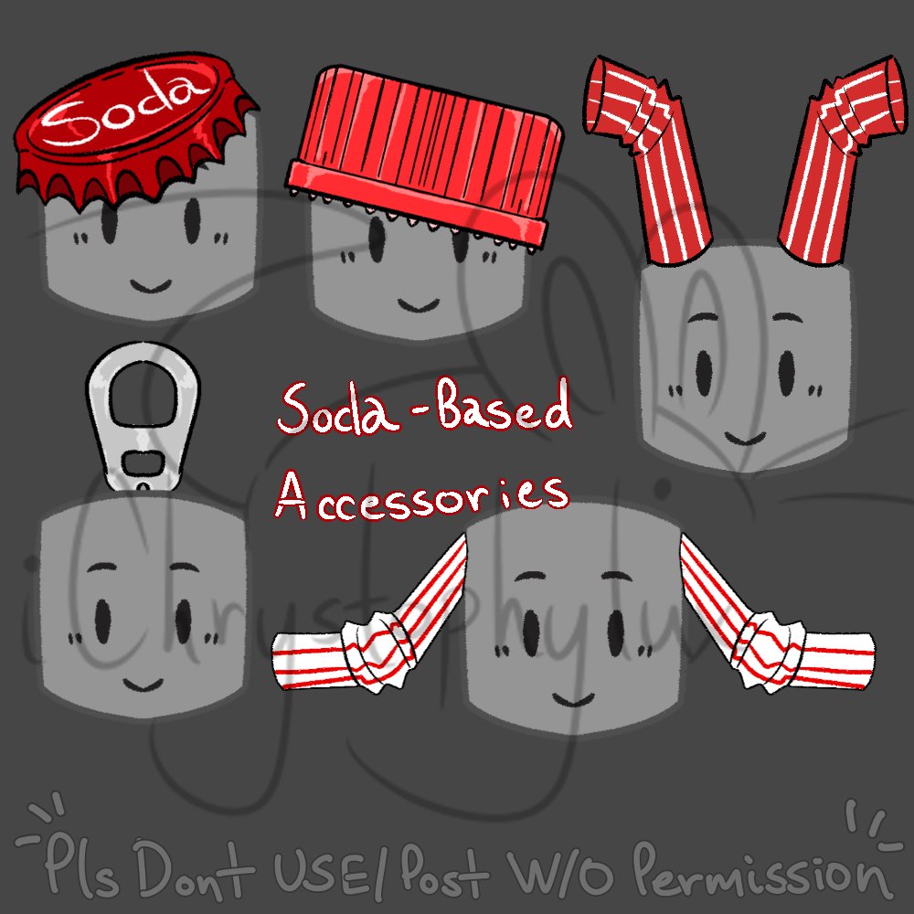Soda Inspired Accessories without the yummy half 

#Roblox #RobloxUGC #UGCConcept #conceptart #UGC