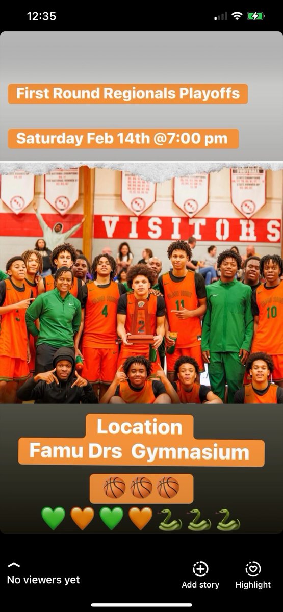 Famu Drs Boys Basketball 1st Round Regionals🏀🏀
Saturday Feb 14th @7:00 pm Famu High Gymnasium 🧡💚