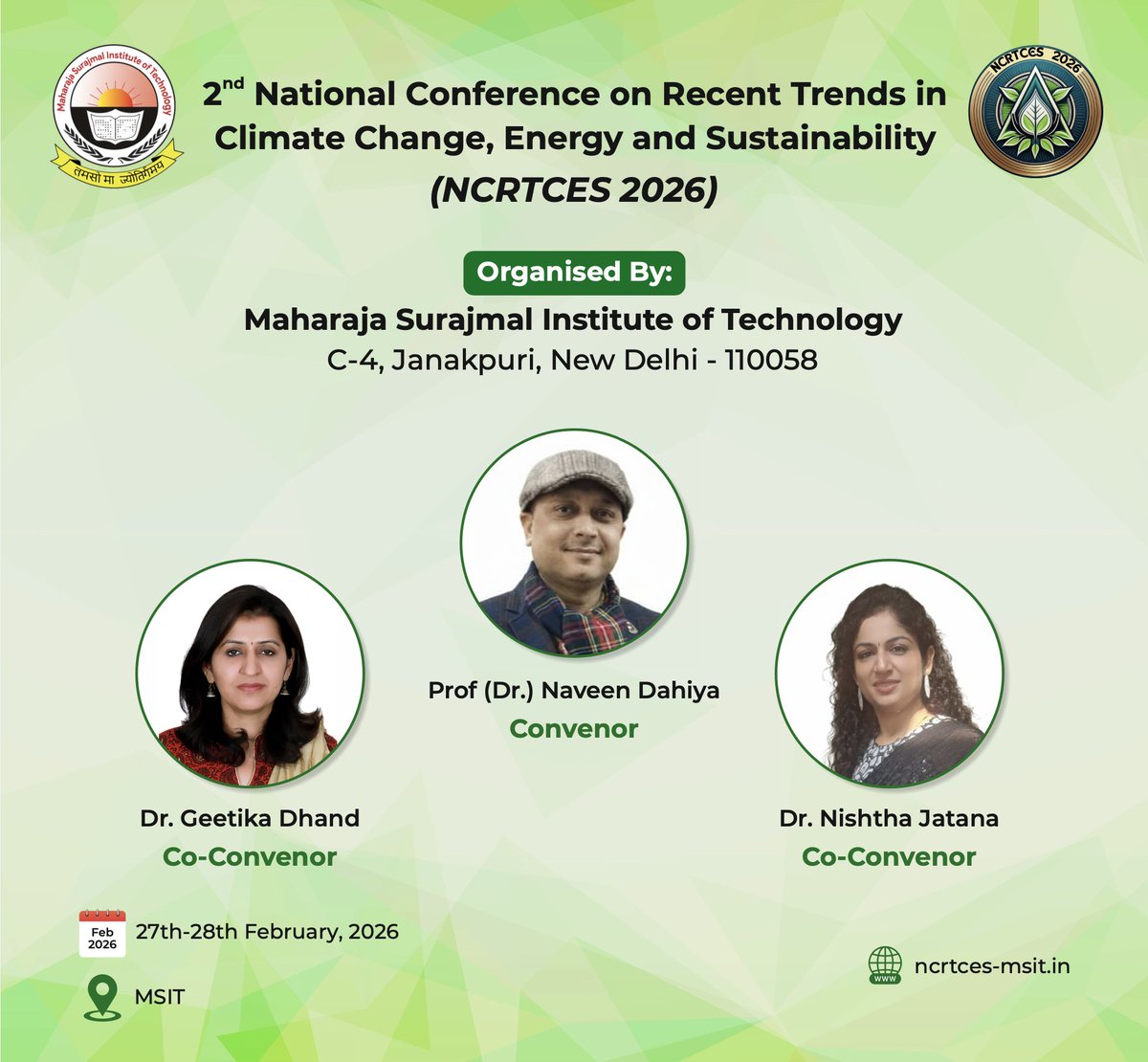 msitnewdelhi's tweet photo. #nationalconference #ncrtces2026 #climatechangesolutions #energyandsustainability #msit https://t.co/0Zvy9UZ5PM
