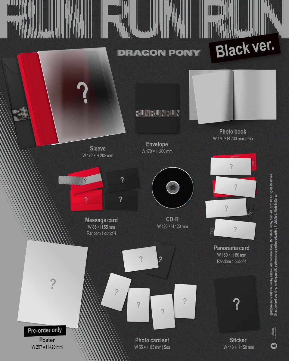 Dragon Pony (드래곤포니) EP [RUN RUN RUN]
Black ver. 예약 판매가 오픈되었습니다.
아래 온라인 음반 사이트에서 구매하실 수 있습니다.

✔온라인 음반 사이트
- 알라딘
- 핫트랙스
- YES24

#DragonPony #드래곤포니
#RUNRUNRUN