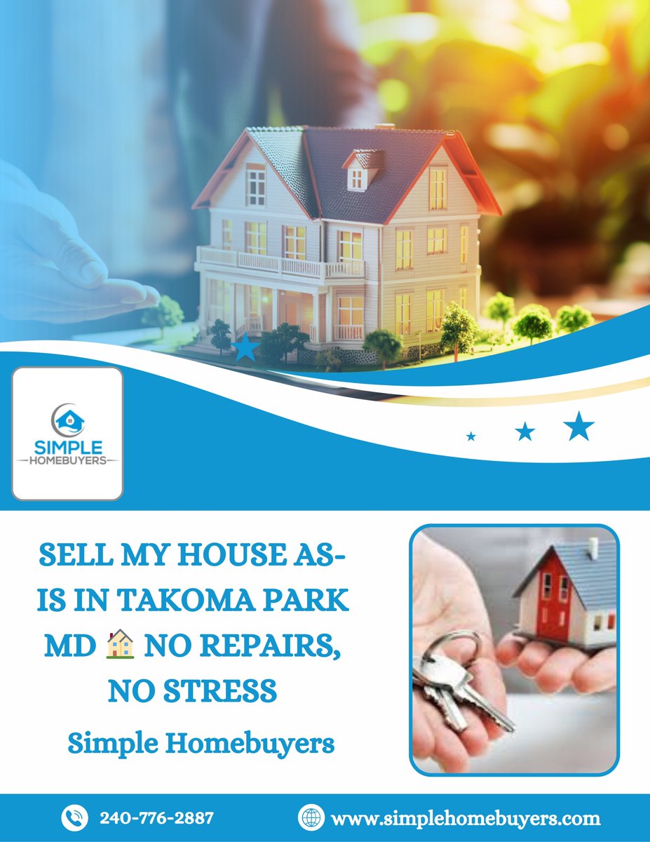 Sell My House As-Is In Takoma Park MD  No Repairs, No Stress

 If you’re thinking “sell my house as-is Takoma Park MD,” we’ve got the easiest solution for you.

DM us now or click the link in bio to get your FREE, no-obligation cash offer today!
simplehomebuyers.com/we-buy-houses-…