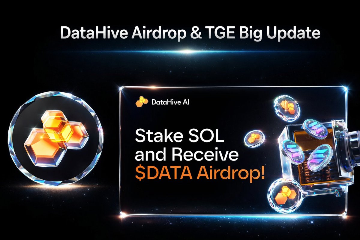 🚨 DataHive Airdrop &amp; TGE Big Update! 🪂

The DataHive Airdrop &amp; TGE is expected in Q2 👀

Right now, you can stake your $SOL and earn $DATA tokens BEFORE the official airdrop goes live.

💰 $3.5M+ raised in funding  
👥 Early-stage project (low users = big opportunity)  
🔥 Earn