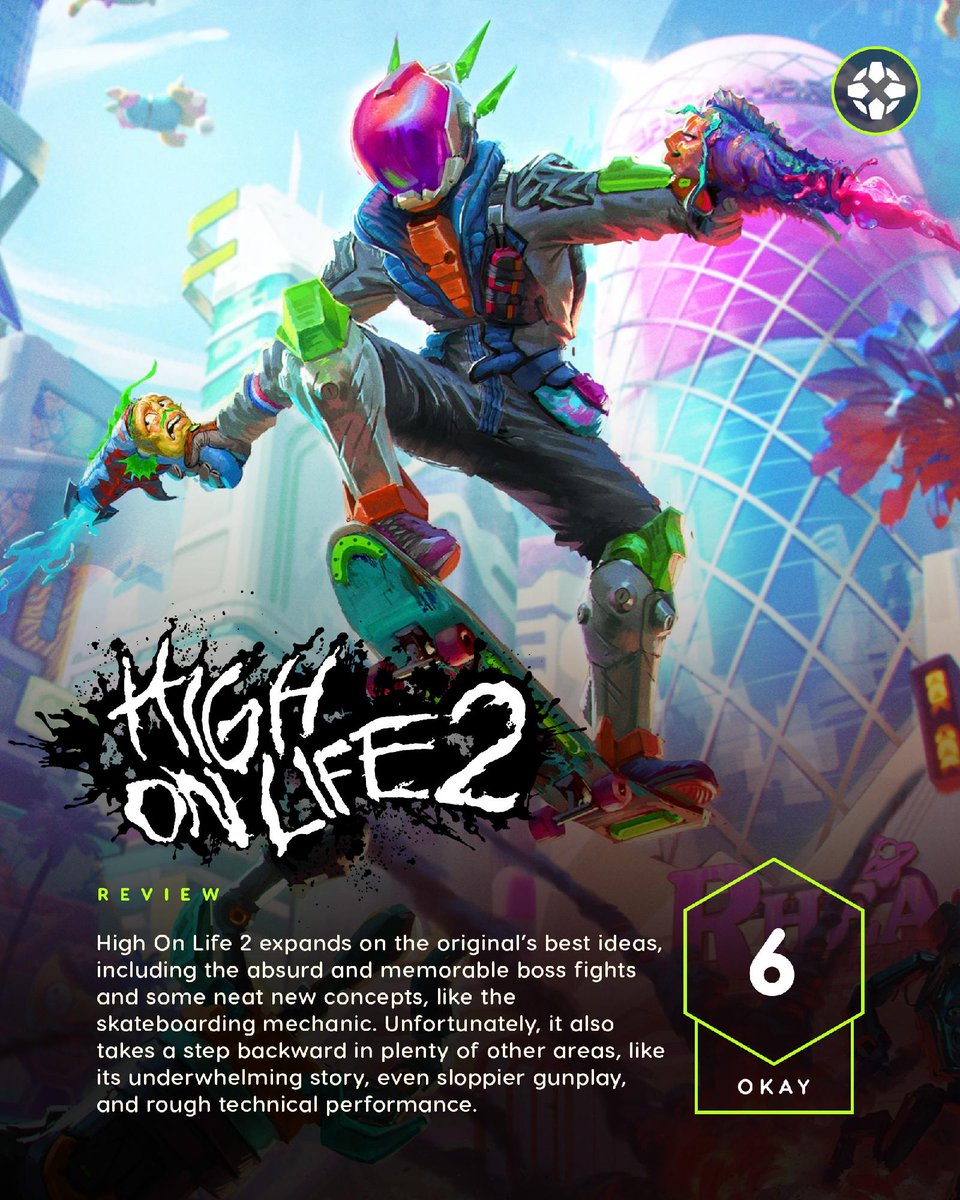 IGN's tweet photo. Like any joke you've heard multiple times before, High on Life 2 just doesn’t land quite as well as the original.

Our review: https://t.co/uZMiMPc2ER https://t.co/3a1YqqD4MC