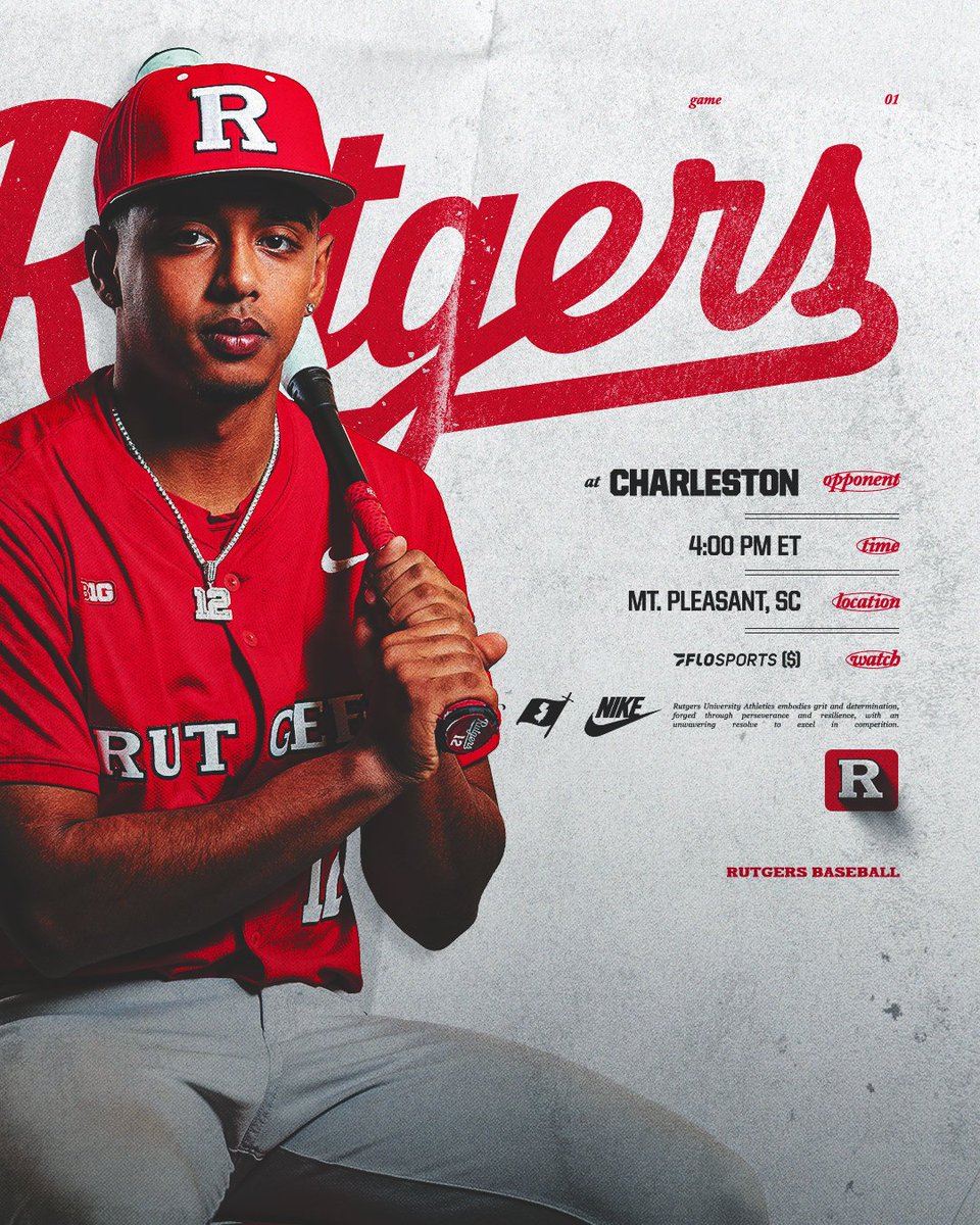 The wait is over. The 2026 season is here. It’s Game Day.

🕖 4:00 PM
🏟️ Patriots Point
💻 ($) go.rutgers.edu/CofC-Stream
📊 go.rutgers.edu/CofC-Stats