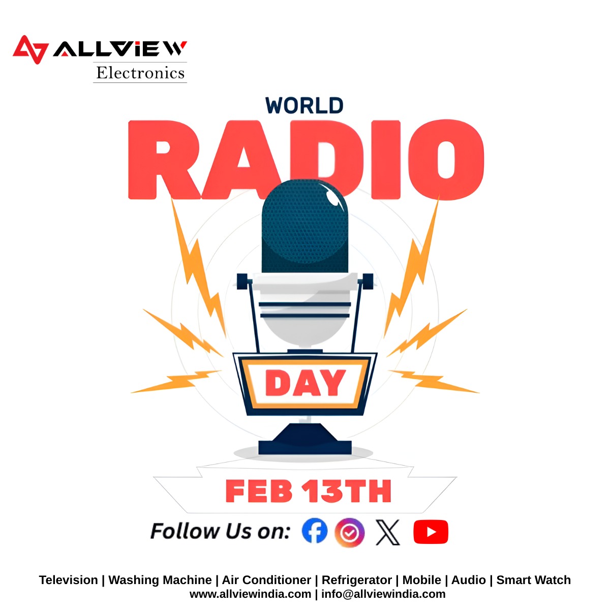 Allview_India's tweet photo. Before streaming. Before podcasts. There was Radio. 🎙️
Celebrating the power of sound this #WorldRadioDay.
#AllviewElectronics #AudioTech https://t.co/bjEOIrLbse