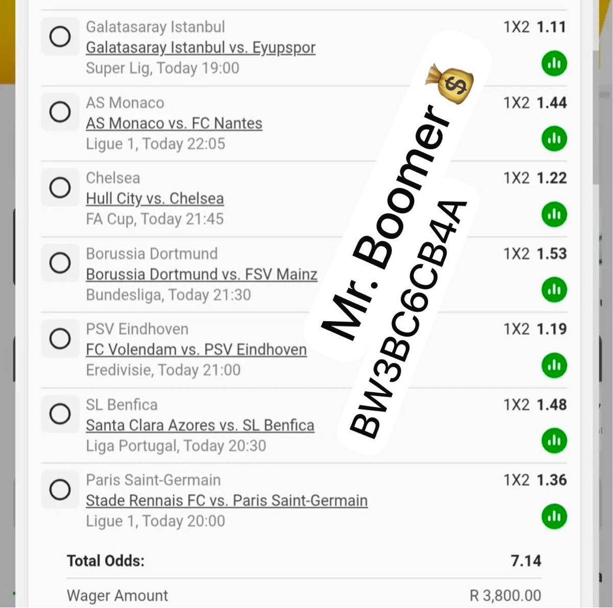 Well cooked straight wins. 7 odds🤑🔥

BW3BC6CB4A