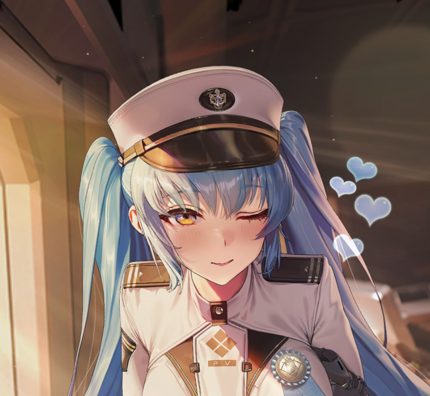 Privaty: Commander... did you know?
Commander: Know what?
Privaty: That I like you.

She's so cute, showing off her true feelings with that wink.
That wink is good for my soul.