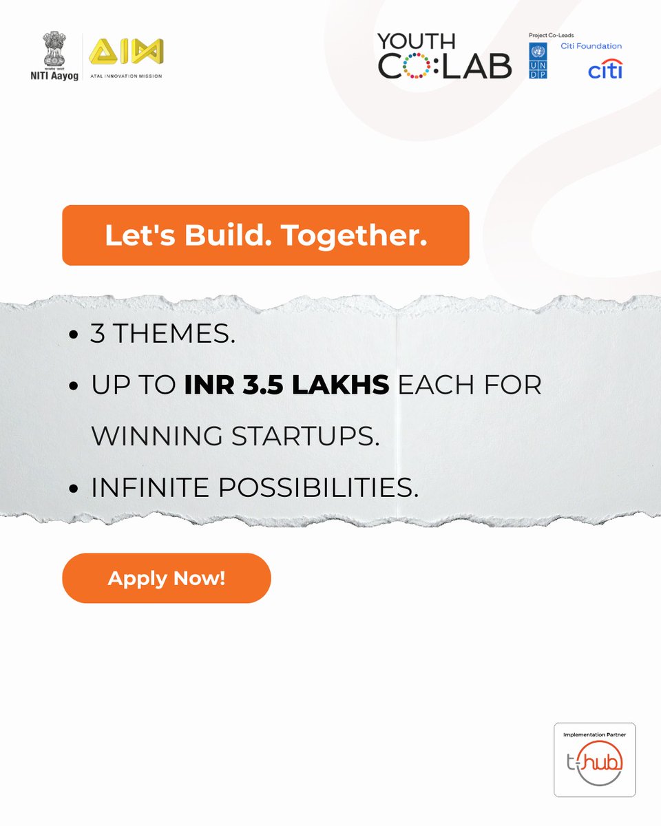 UNDP_India's tweet photo. 🚨 Applications OPEN!

The Youth Co:Lab National Innovation Challenge 2026 is calling young founders building in 🌱 sustainable fashion, ♻️ circular economy & 💧 food/water systems.

💡 Grants up to ₹3.5L
🚀 National acceleration
🤝 Mentors & investors

Apply Now: https://t.co/JSwy6qTqD8