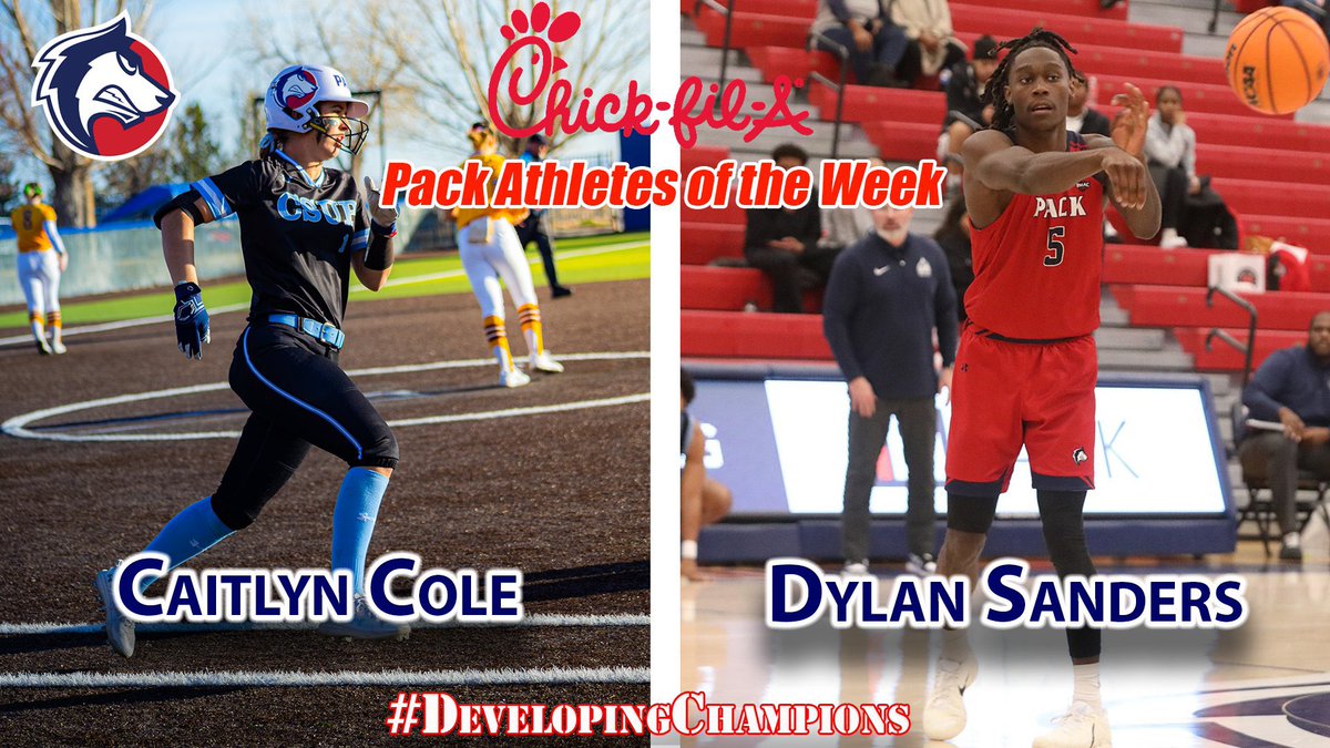 CSUPsoftball's tweet photo. 🚨 #PackNation! Caitlyn Cole and Dylan Sanders have been named Pack Athletes of the Week, presented by Chick-fil-A

MORE: https://t.co/UNflZ7RSlI

#DevelopingChampions https://t.co/qd3PlFu4MS