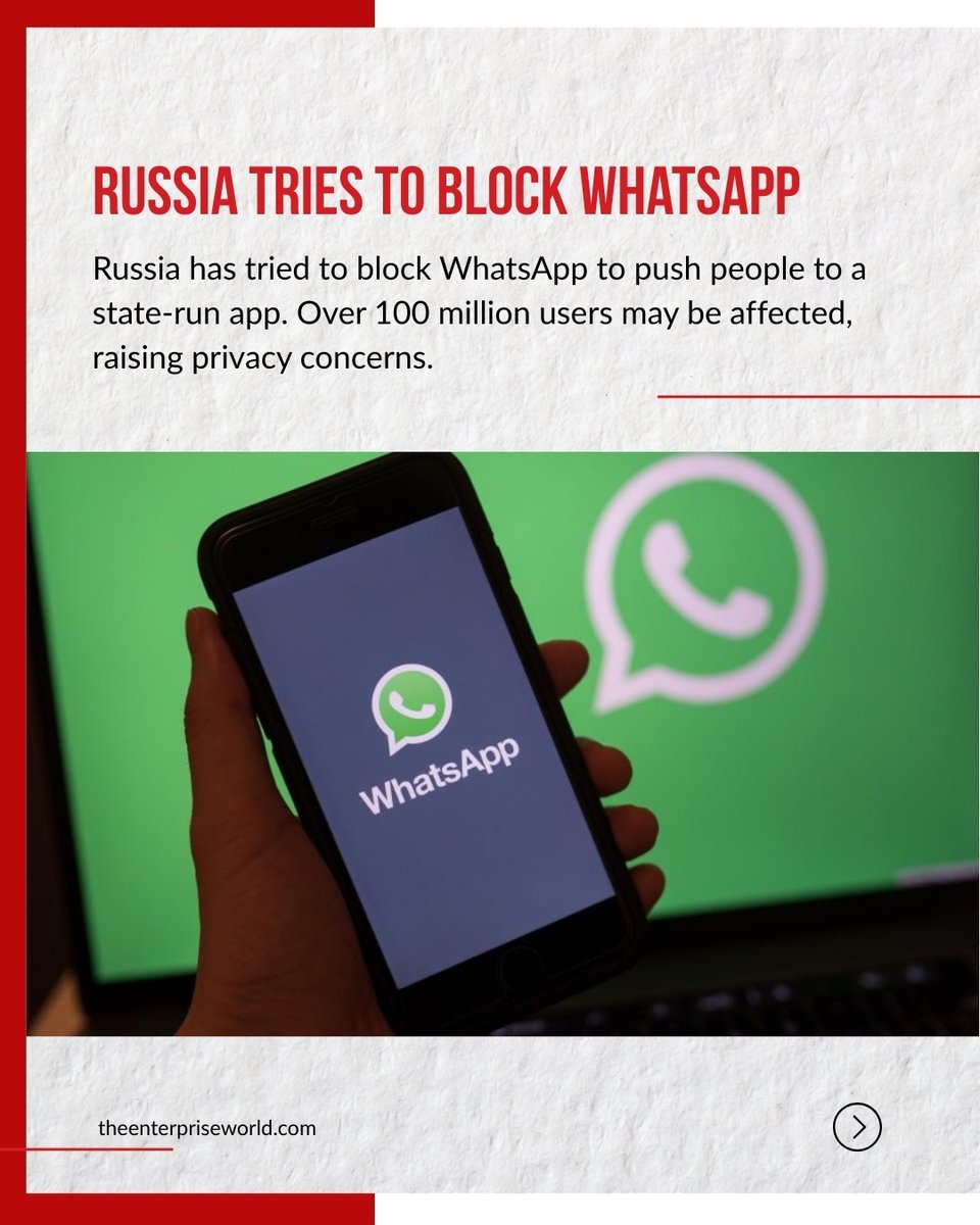 theenterprisew's tweet photo. From labour reforms to tech crackdowns &amp; rising global tensions - here’s what shaped the week:

Mexico plans a 40-hour workweek
Russia eyes blocking WhatsApp
Iran warns US bases in Gulf
Amazon Web Services outage disrupts apps

#NewsOfTheWeek #GlobalAffairs #BusinessInsights https://t.co/hQDrjzyZC5