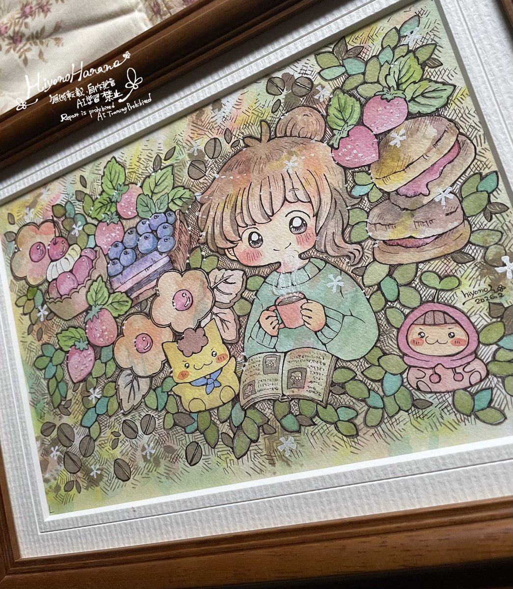 #企画展ほっと一息 
額装しました。＾＾
ぎゃらりぃあと様の「ほっと一息」に送り出します。お迎えお待ちしています。✨🌷