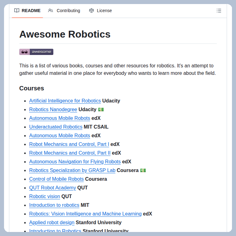 Curated list of robotics books and courses

github.com/kiloreux/aweso…