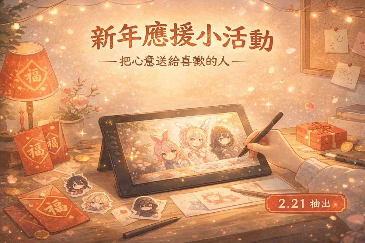 過年想做點小回饋，來辦個簡單的小活動給大家一起玩～
如果有想應援的主播，或主播本人想參加，也都歡迎！🥳

【活動方式】
在留言區留下你喜歡的主播（每人限一位）
並附上該主播的三視圖👈
我會在 2/21（初五）隨機抽出一位留言
製作一張 16:9桌布，送給你指定的那位主播作為應援使用。☺️