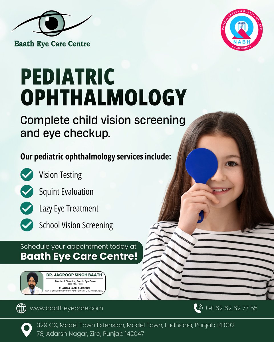 baatheyecare's tweet photo. Clear vision plays a vital role in academic performance and overall growth. 👁️💚

Schedule your child’s eye checkup today.
Visit https://t.co/ZelhpCKi8z or call us at +916262627755.

#BaathEyeCare #ChildEyeCare #PediatricEyeSpecialist #VisionCareForKids #SchoolScreening https://t.co/fSSn7RbRPQ