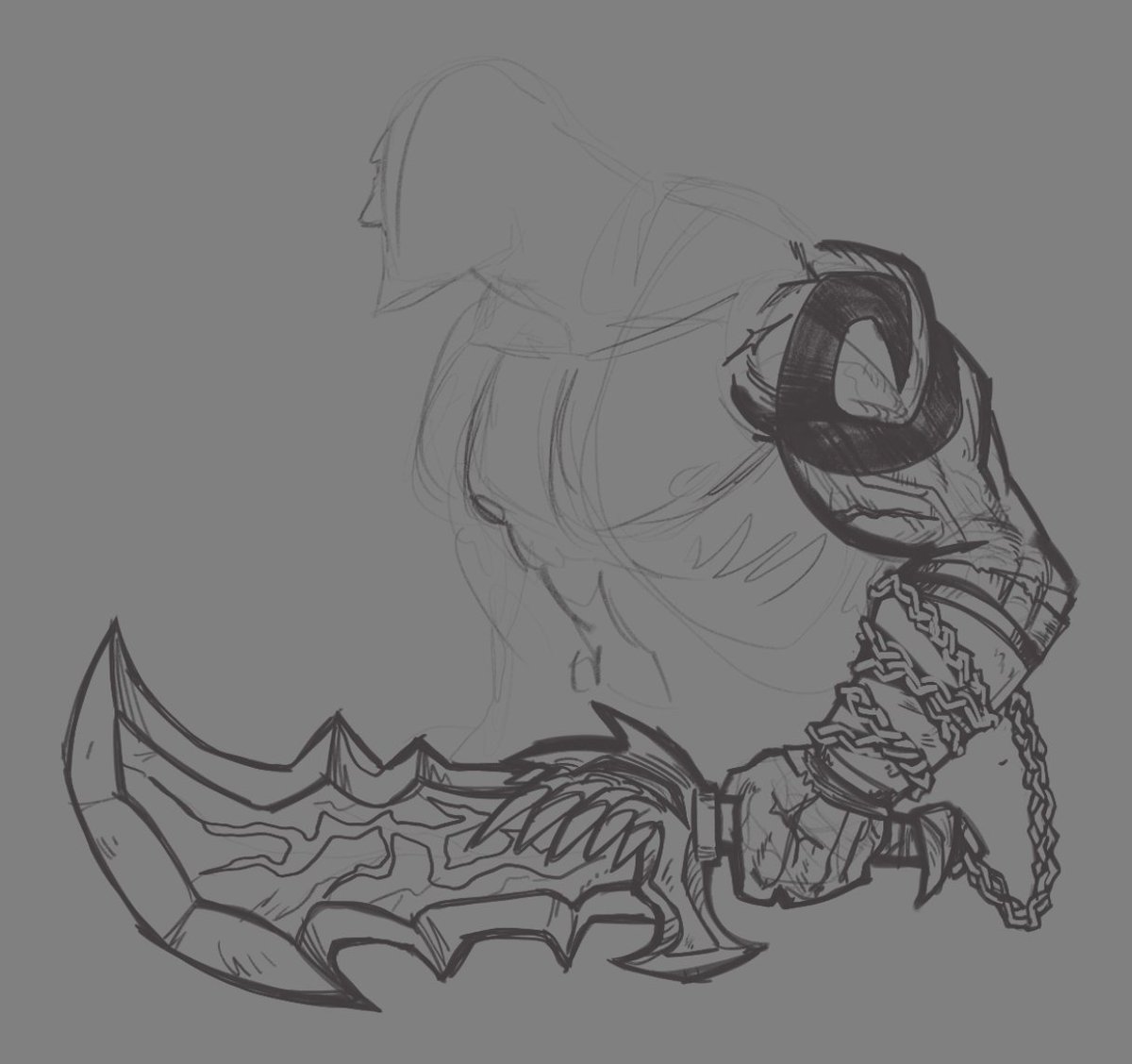 eu to muito feliz com esse remake da trilogia de god of war,  aqui um rabisco do braço do kratos