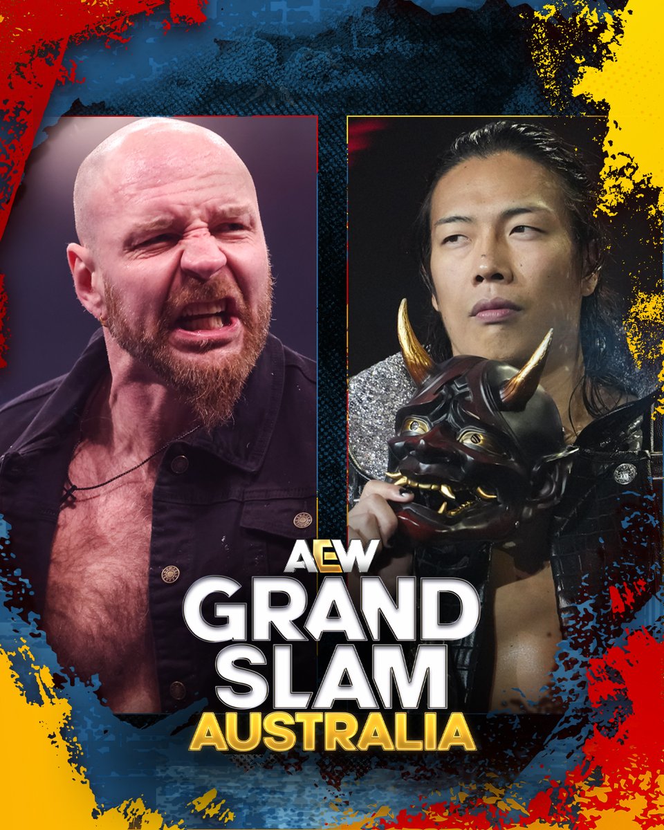 #AEWGrandSlam Australia
8/7c, TNT + HBO Max
Tomorrow, 2/14!

AEW Continental Title
<a href="/JonMoxley/">Jon Moxley</a> vs Konosuke Takeshita

Moxley wants payback for Takeshita beating him in the Continental Classic. Mox will have his chance when he defends the Title vs Takeshita, TOMORROW!