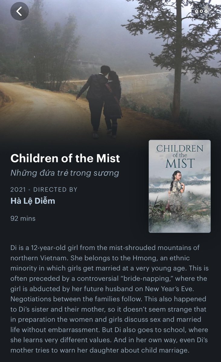 ว่าแล้วใครไม่เคยดูสารคดีเรื่องนี้ก็อยากให้ลองดูสักครั้ง เกี่ยวกับประเพณีฉุดเจ้าสาวของชาวม้งในเวียดนาม ดูแล้วเหมือน real horror story เลยเพราะมีฉากที่พวกผู้ใหญ่ช่วยกันฉุดเด็กสาวไปเพื่อจะบังคับให้แต่งงานแล้วผู้กำกับที่ถ่ายอยู่ก็ทนไม่ไหวตะโกนว่า leave her alone คือนึกถึงกี่ทีก็ 🫠