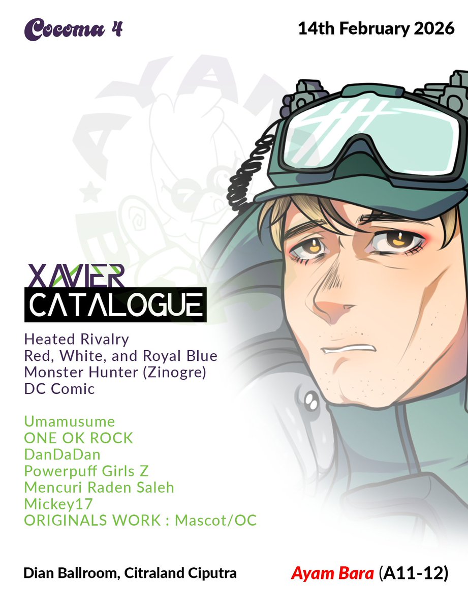 Bumbu_Micin's tweet image. [Likes &amp;amp; Shares💖]  

🌟 #COCOMA4, 14th Feb 2026
🐔Table A11-12
🌕Fandom : Heated Rivalry, Red White &amp;amp; Royal Blue, Monster Hunter (Zinogre), DC, Umamusume, OOR, DanDaDan, PPGZ, SORE, Stealing Raden Saleh, Mickey17, Circle-mascot

(1/5)