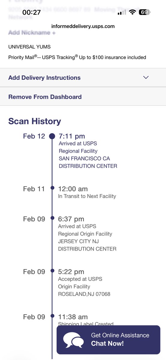 Deputy326's tweet photo. Really @usps?!? Really? My @UniversalYums order sat in NJ for 3 days, you then sent it to SAN FRANCISCO??!! I live in Kentucky!!! Why the hell did you send it clear across the country?!?! Shits gonna be expired before I get it. #DefundUSPS https://t.co/s1CtPesVKH