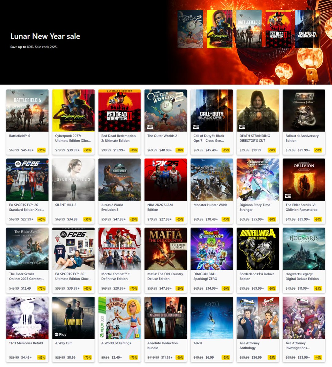 xbox_ukraine's tweet image. На консолях Xbox стартував масштабний розпродаж. Понад 1000 ігор та доповнень отримали значні знижки.

Розпродаж триватиме до 25 лютого 2026 року.

#Xbox #Store #Sales #XBU #Games