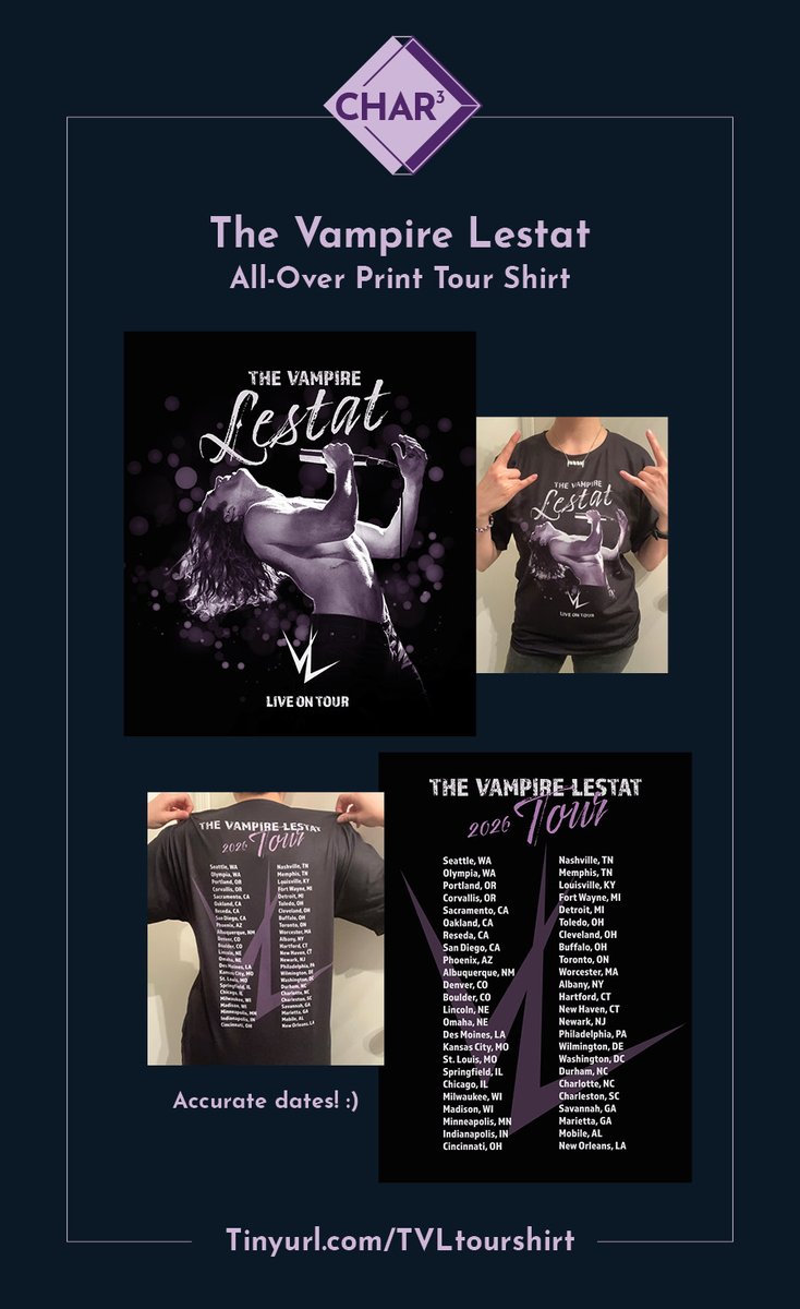 CharCubedShop's tweet photo. It's been a million years since I've posted over here, but heyyyyy....

I wanted a better tour shirt for The Vampire Lestat, so I made one 🤘 https://t.co/U0IJANOC3a