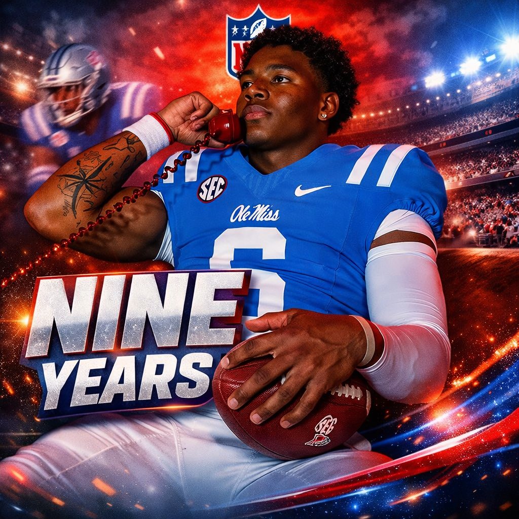 SportsGork's tweet photo. Trinidad Chambliss was just granted eligibility for his NINTH year of college football. 

Has the University of Ole Miss found their QB, or will Austin Simmons remain the starter?

How many yards will Simmons rush for in 2025? https://t.co/gLtYqaDtSR