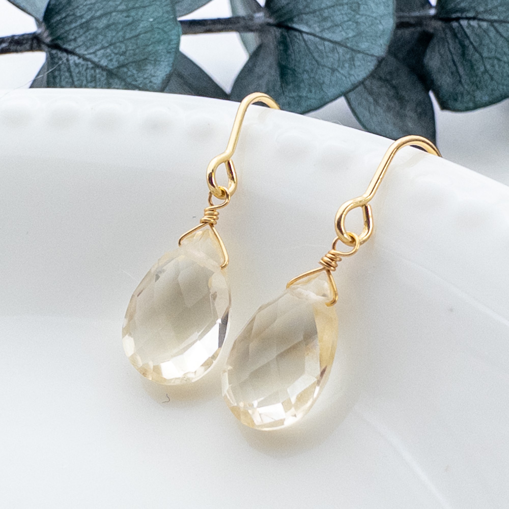 シトリン ピアス ステンレス 天然石 ＊Solta＊ シンプル フックピアス