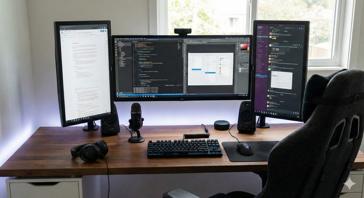 ai　デスク AI会話用のモニターを設けたい。 その場合、下記画像（生成AIにて作成