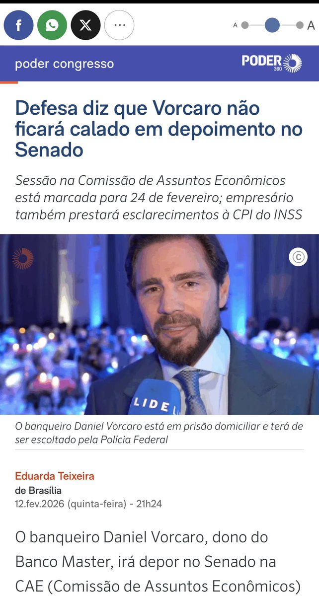 Será que este cara acha que descobriu a roda? Será que ele acha que descobriu que Brasília é movida a propina? Sem acordo “com o Supremo e com tudo” Vorcaro tem de falar…

👇🏿👇🏿👇🏿

poder360.com.br/poder-congress…