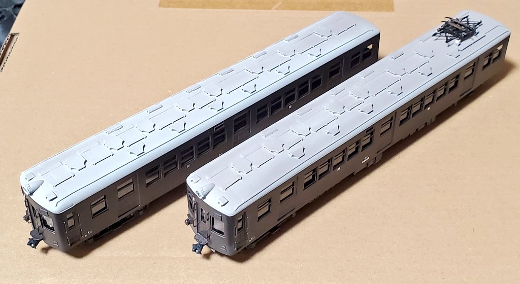 年末に中古店で購入した『ひかり模型のモハ60,クハ55』ですが、少々手